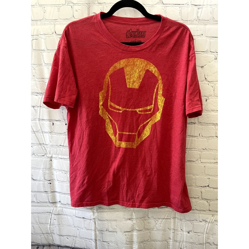 Marvel Avengers Assemble Iron Man Graphic T-Shirt Mens Large Red Gold Tony Stark